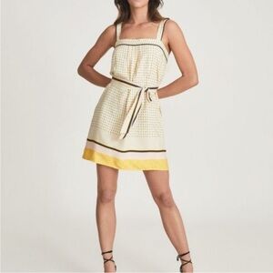 - *Reiss yellow boho inspired Becca belted dress. Size 12/16 NWT